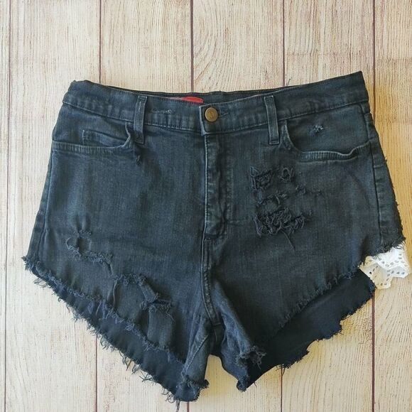 Vintage NYDJ high rise ripped shorts black sz 12 - Picture 1 of 8